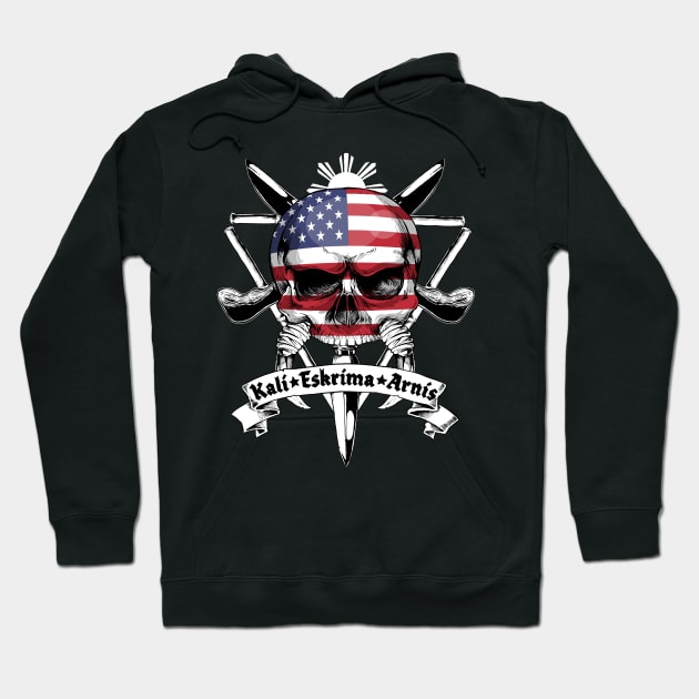 USA Eskrima Kali Arnis Logo Hoodie by Black Tee Inc